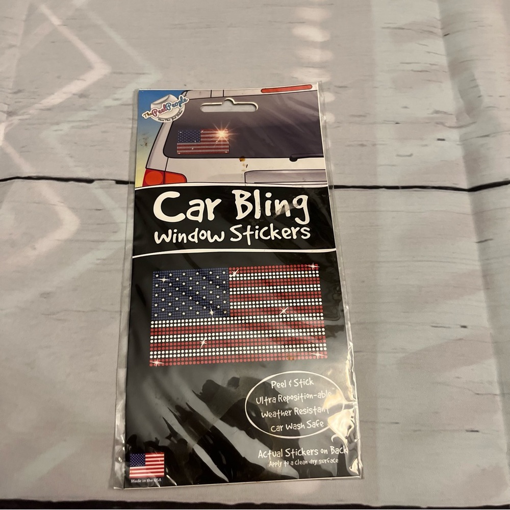 American Flag Car Bling Window Sticker, New in Packaging
